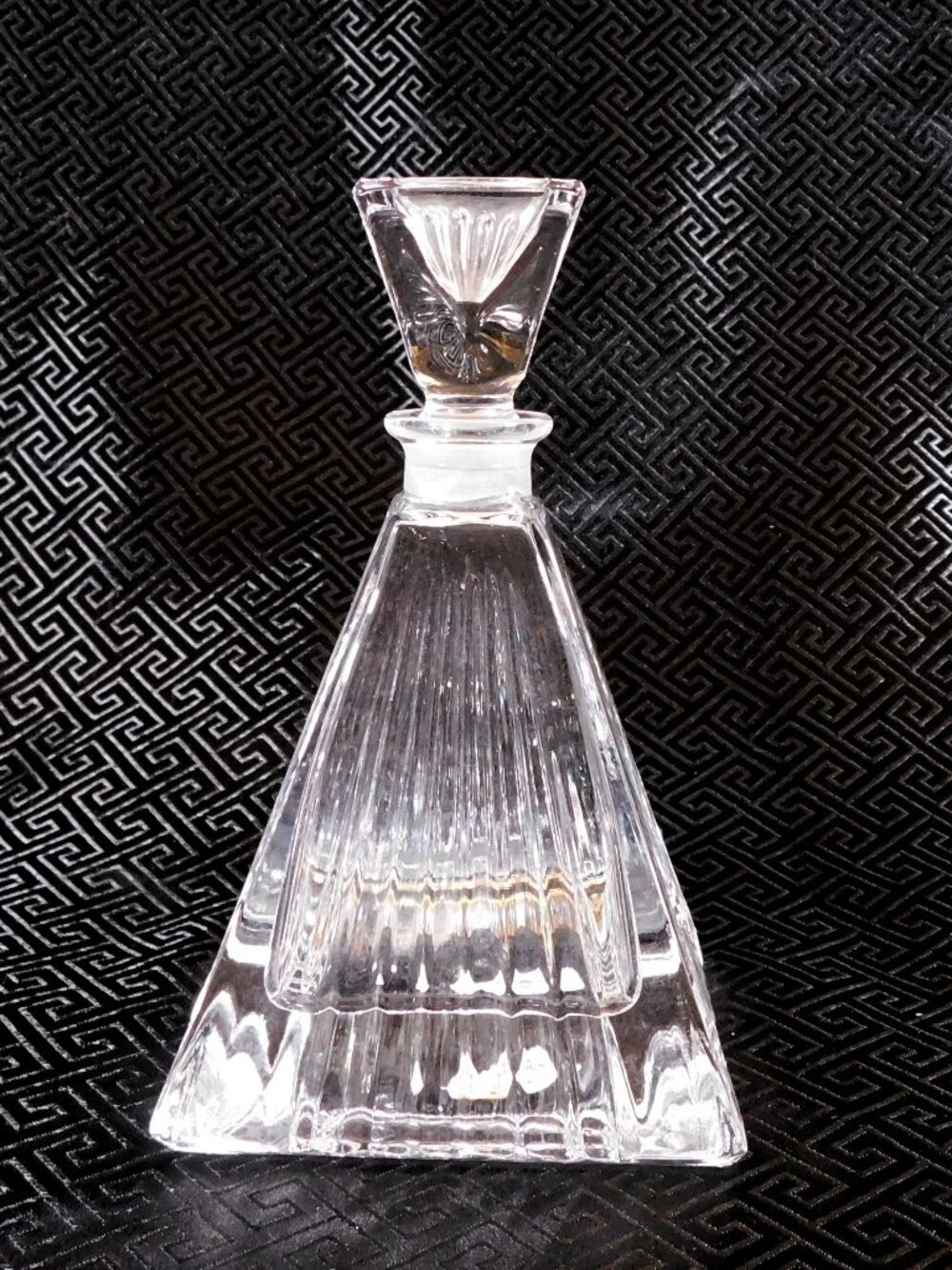 Cut Glass Perfume Bottle with Matching Stopper # 25390